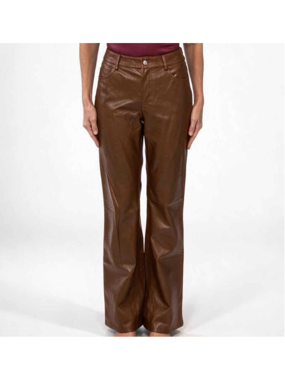 A.L.C. NWT Freddie Faux Leather Flare Pants Cognac Sz 8